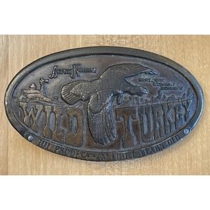 Vintage 1970s Wild Turkey Bourbon Belt Buckle Austin Nichols 1974 Bergamot Brass